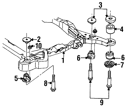 FRONT SUSPENSION. CROSSMEMBERS & COMPONENTS.