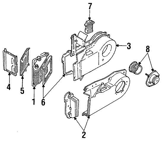 AIR CONDITIONER & HEATER. EVAPORATOR COMPONENTS.