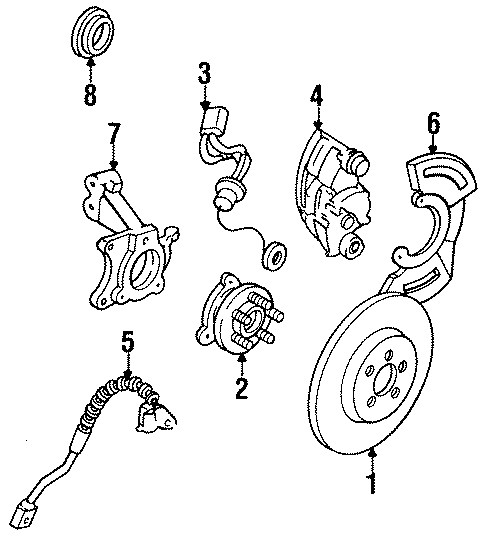 Diagram FRONT SUSPENSION. BRAKE COMPONENTS. for your 1997 Chevrolet Camaro   