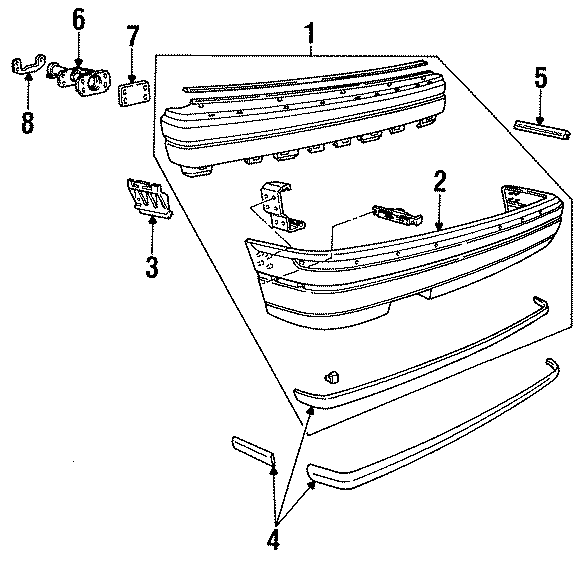 Cadillac Allante Bumper Cover Bracket. REAR, Right, Body - 1641083 ...