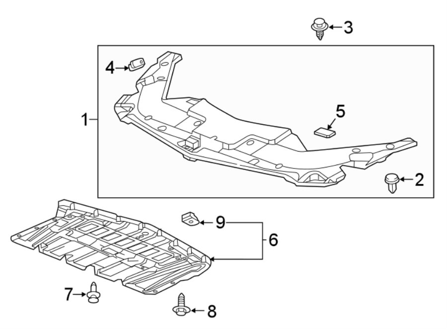 Diagram RADIATOR SUPPORT. SPLASH SHIELDS. for your 2007 GMC Sierra 1500 Classic SL Extended Cab Pickup 4.8L Vortec V8 M/T 4WD 