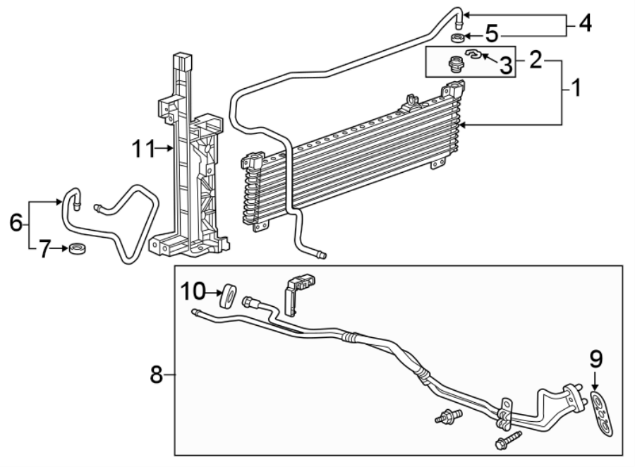 Diagram TRANS OIL COOLER. for your 2021 Chevrolet Camaro 6.2L V8 M/T SS Coupe 