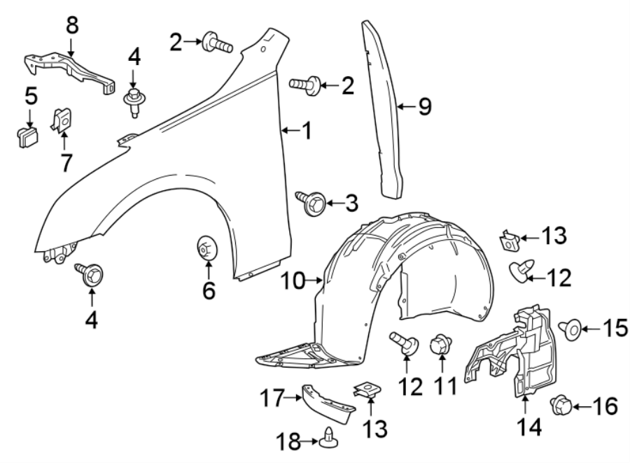 Diagram FENDER & COMPONENTS. for your Cadillac