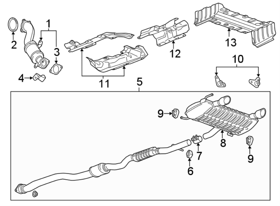 Diagram EXHAUST SYSTEM. EXHAUST COMPONENTS. for your 2018 Chevrolet Equinox  LT Sport Utility 