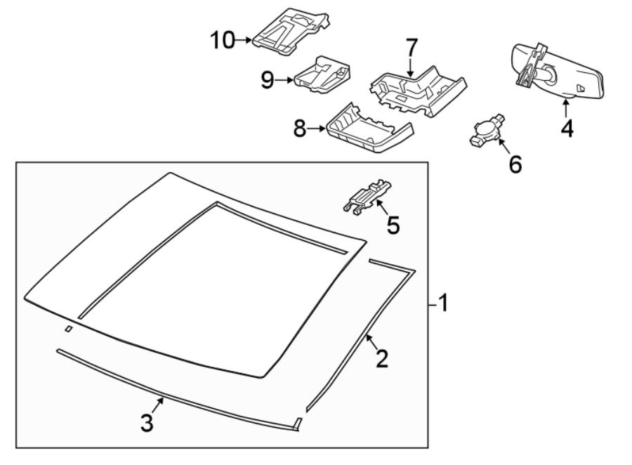 Diagram WINDSHIELD. GLASS. for your 2008 Buick Enclave  CX Sport Utility 3.6L V6 A/T AWD 