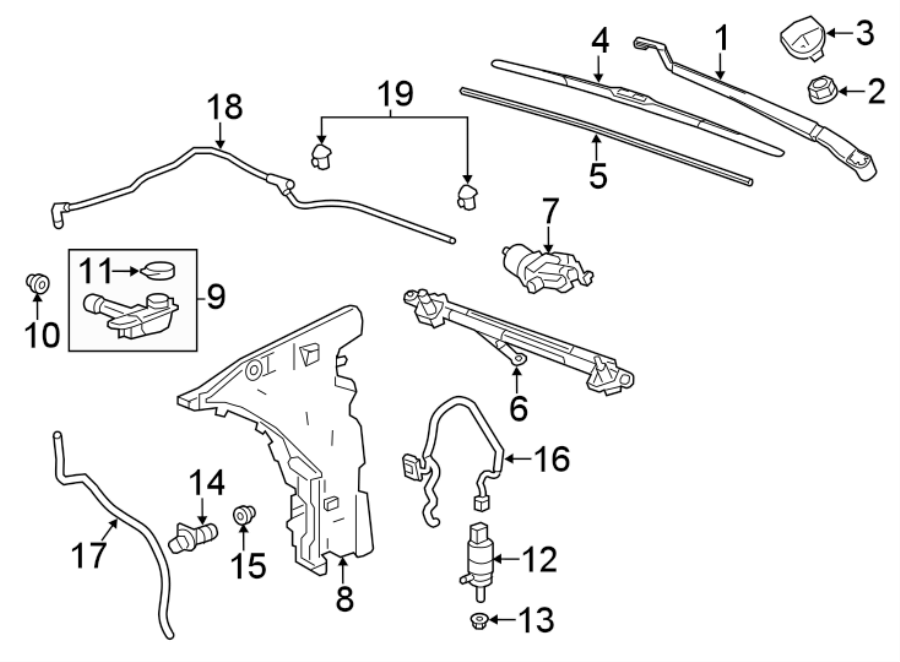 Diagram windshield. WIPER & WASHER COMPONENTS. for your 1986 Buick Century   