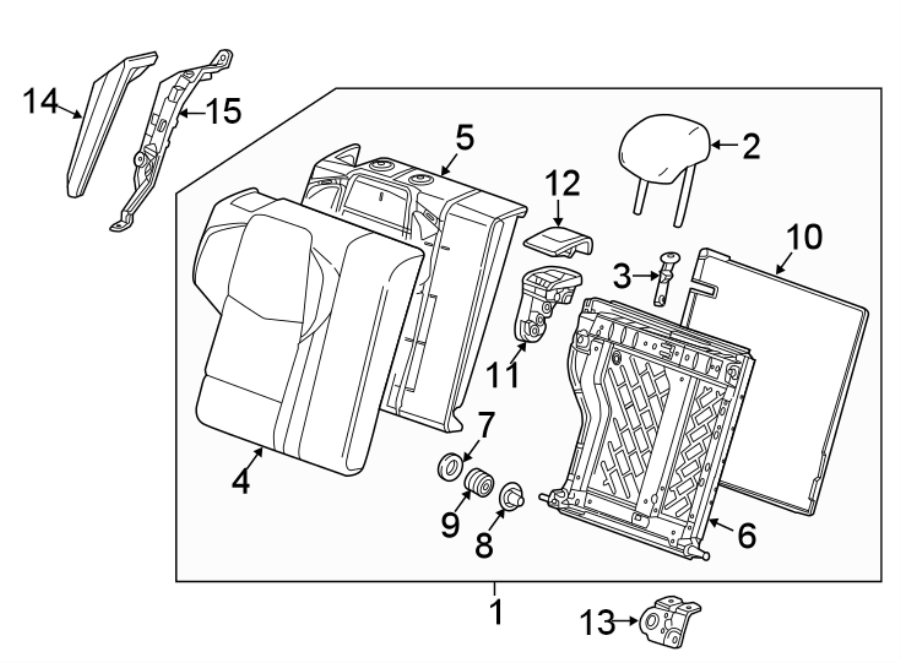 Diagram SEATS & TRACKS. REAR SEAT COMPONENTS. for your 2019 Cadillac ATS Premium Luxury Coupe 3.6L V6 A/T RWD 