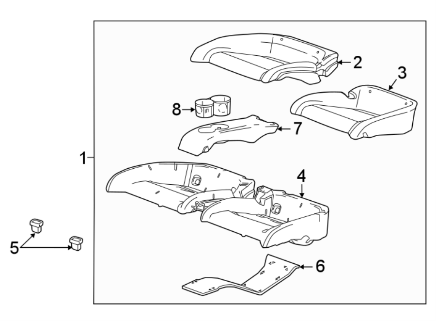 Diagram SEATS & TRACKS. REAR SEAT COMPONENTS. for your 2017 Cadillac ATS   