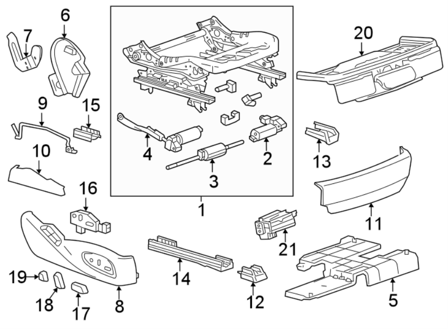 Diagram SEATS & TRACKS. TRACKS & COMPONENTS. for your 2004 Cadillac Escalade EXT   