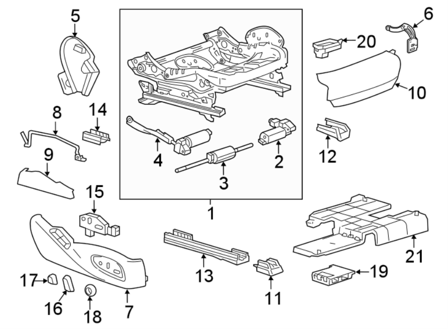 Diagram SEATS & TRACKS. TRACKS & COMPONENTS. for your 2004 Cadillac Escalade EXT   