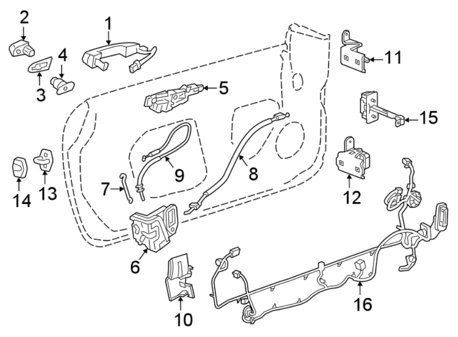 Diagram DOOR. LOCK & HARDWARE. for your 2006 GMC Sierra 3500 6.0L Vortec V8 M/T 4WD SLT Extended Cab Pickup Fleetside 