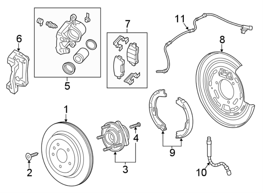 Diagram REAR SUSPENSION. BRAKE COMPONENTS. for your 2022 Chevrolet Camaro  LT1 Coupe 