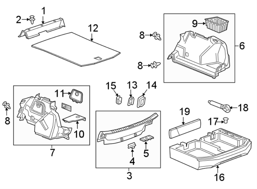 Diagram REAR BODY & FLOOR. INTERIOR TRIM. for your 2013 Chevrolet Express 2500   