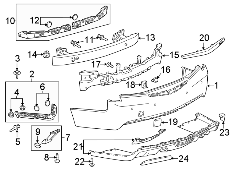 Diagram REAR BUMPER. BUMPER & COMPONENTS. for your 2018 Cadillac ATS Base Coupe 2.0L Ecotec M/T AWD 