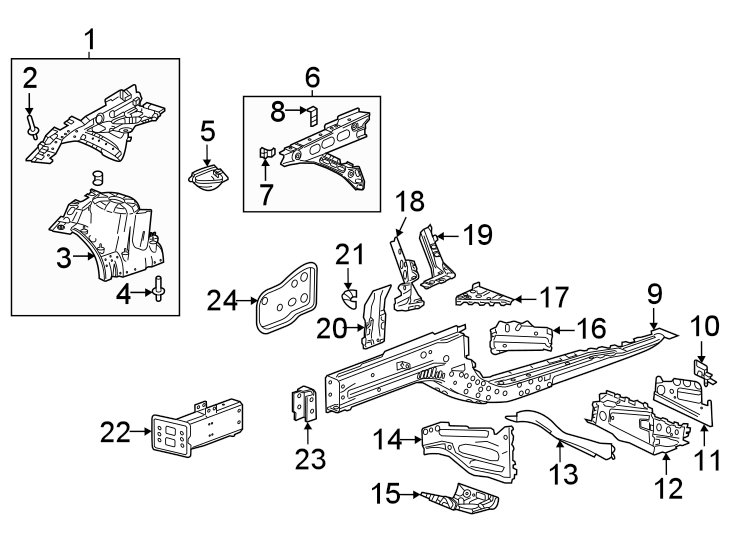 Diagram Fender. Structural components & rails. for your 2011 GMC Sierra 2500 HD 6.6L Duramax V8 DIESEL A/T RWD SLE Standard Cab Pickup 