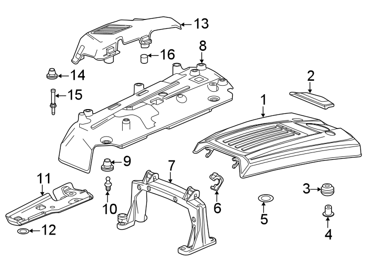 Diagram Engine appearance cover. for your Cadillac