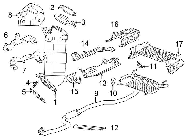 Diagram Exhaust system. Exhaust components. for your 1992 Chevrolet K3500  Scottsdale Extended Cab Pickup Fleetside 6.5L V8 DIESEL A/T 