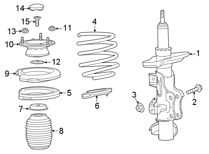 Diagram Front suspension. Struts & components. for your 2016 GMC Sierra 2500 HD 6.0L Vortec V8 FLEX A/T 4WD SLE Extended Cab Pickup Fleetside 