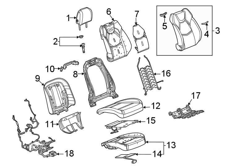 Diagram Seats & tracks. Passenger seat components. for your 2005 Chevrolet Trailblazer   