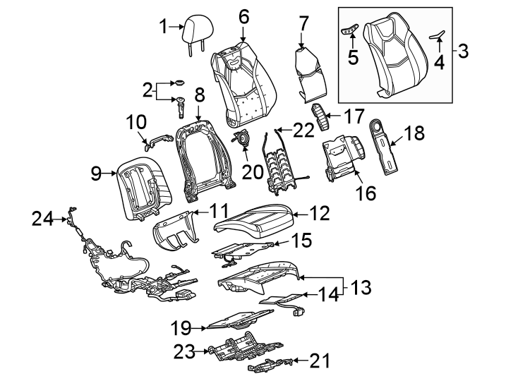 Diagram Seats & tracks. Passenger seat components. for your 2007 GMC Sierra 2500 HD 6.0L Vortec V8 A/T 4WD SLE Standard Cab Pickup 