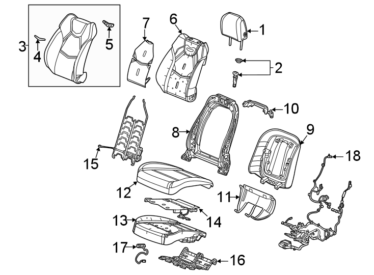 Diagram Seats & tracks. Driver seat components. for your 2007 Chevrolet Aveo    