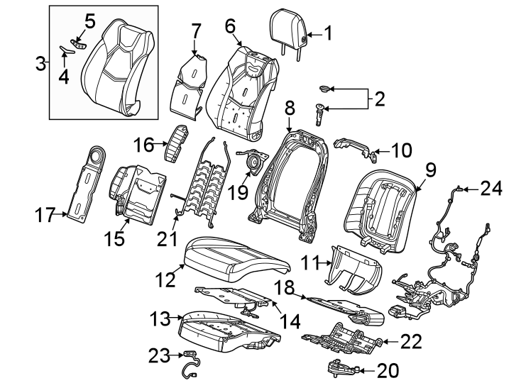 Diagram Seats & tracks. Driver seat components. for your 2007 GMC Sierra 2500 HD 6.0L Vortec V8 A/T 4WD SLE Standard Cab Pickup 