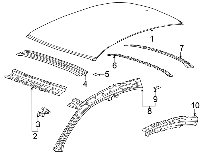 Diagram Roof & components. for your Cadillac XT4  