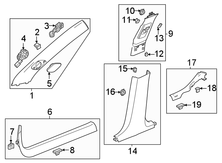 Diagram Pillars. Rocker & floor. Interior trim. for your Cadillac