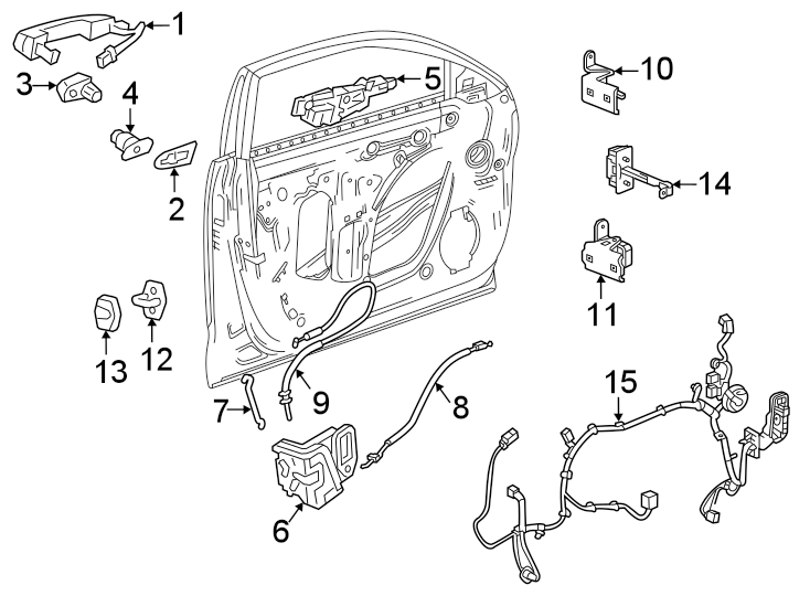 Diagram Front door. Lock & hardware. for your 2024 Cadillac XT4   