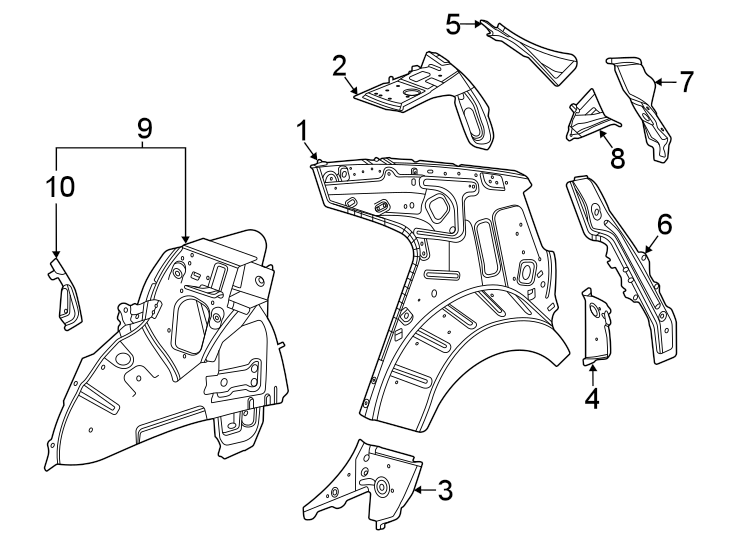 4Quarter panel. Inner structure.https://images.simplepart.com/images/parts/motor/fullsize/BF20648.png