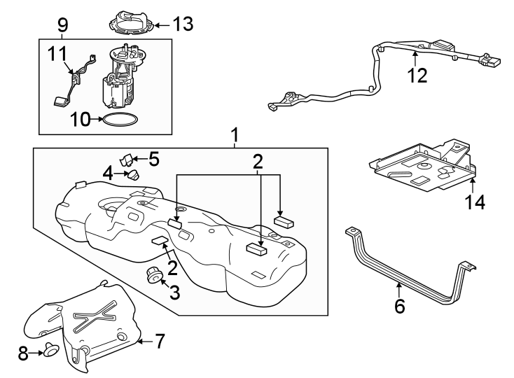 13Fuel system components.https://images.simplepart.com/images/parts/motor/fullsize/BF20655.png