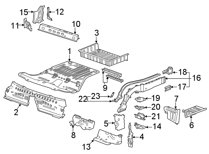 Rear body & floor. Floor & rails. Diagram