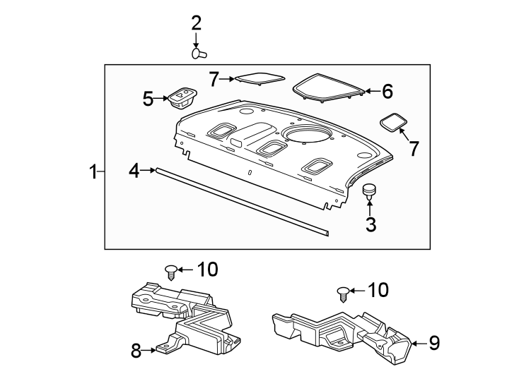 Diagram Rear body & floor. Interior trim. for your 2025 Cadillac XT4 Luxury Sport Utility  