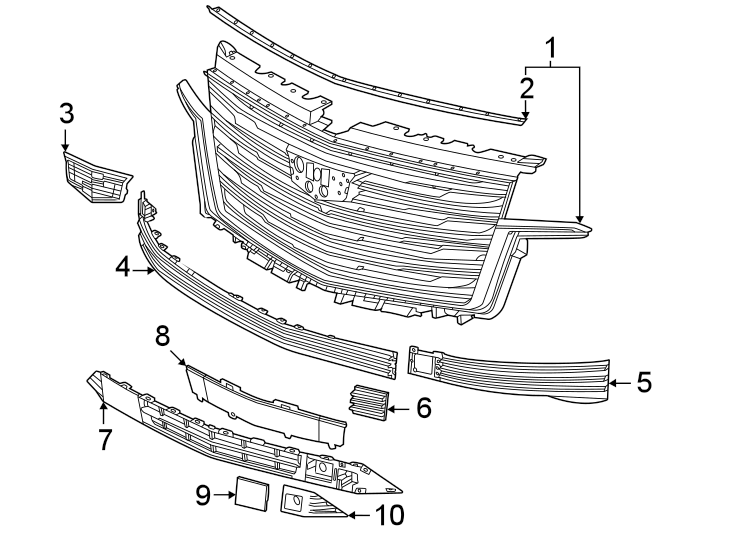 6Front bumper & grille. Grille & components.https://images.simplepart.com/images/parts/motor/fullsize/BG21015.png