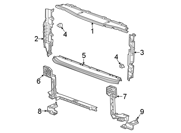 Diagram Radiator support. Splash shields. for your 2021 Chevrolet Camaro   