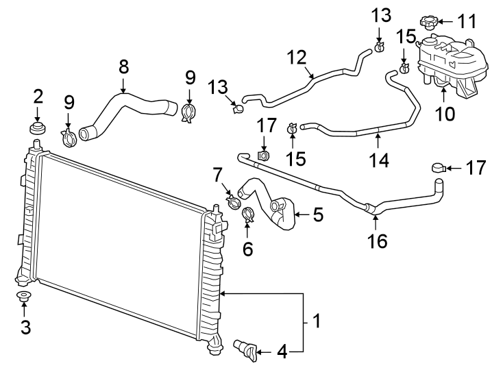 Diagram Radiator & components. for your 2021 Chevrolet Express 2500   