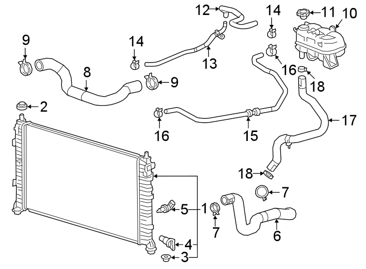 Diagram Radiator & components. for your 2020 GMC Savana 3500   