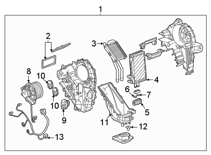 Diagram Air conditioner & heater. Auxiliary ac & heater unit. for your 2020 Buick Enclave    