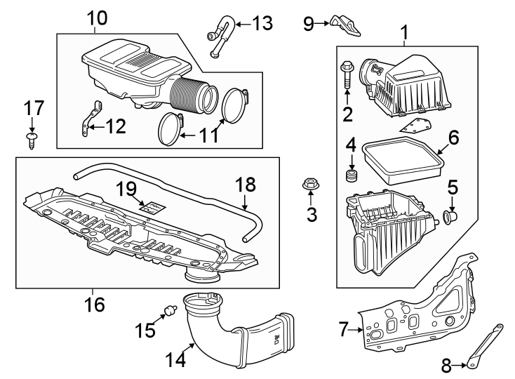 Diagram Air intake. for your 2016 Chevrolet Spark 1.4L Ecotec M/T LT Hatchback 