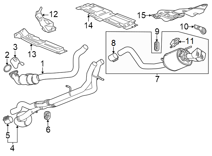 Diagram Exhaust system. Exhaust components. for your 2018 Chevrolet Equinox  LT Sport Utility 