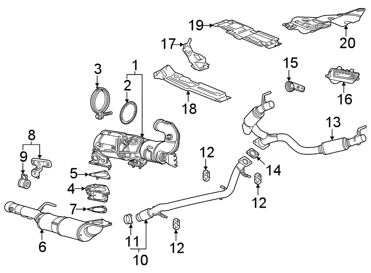 Diagram Exhaust system. Exhaust components. for your 2011 Chevrolet Camaro   