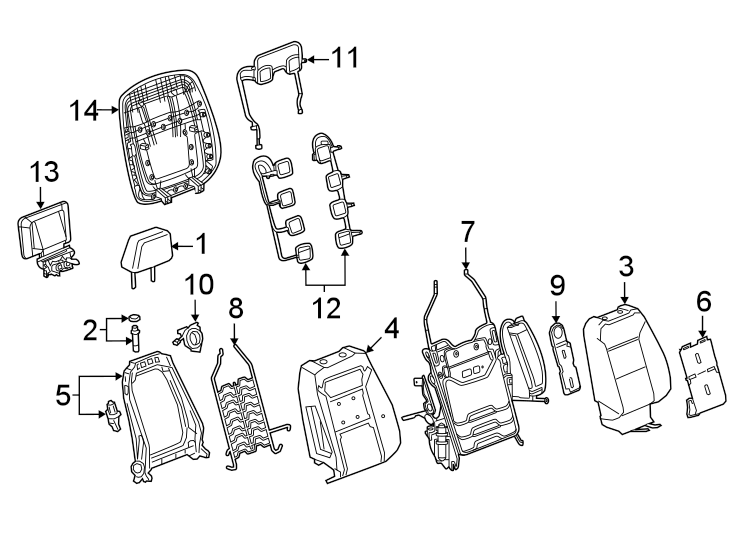 Diagram Seats & tracks. Passenger seat components. for your 2019 Cadillac Escalade ESV   