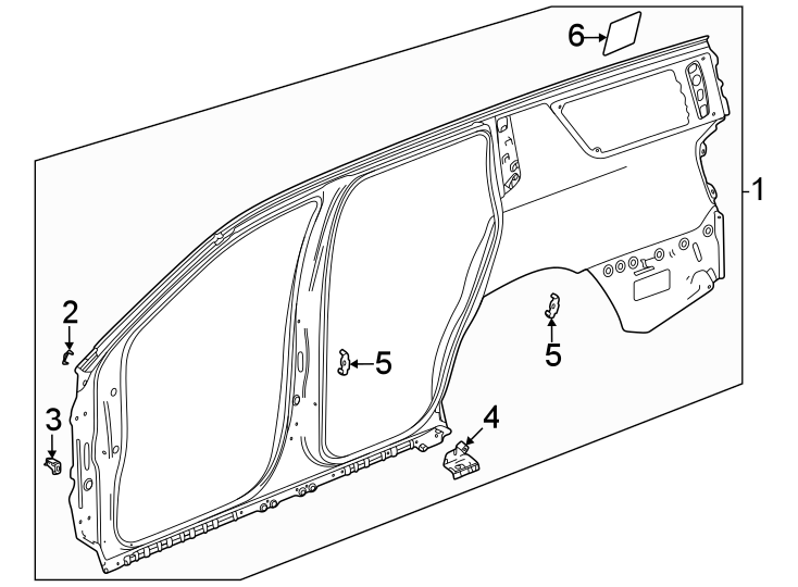 Diagram Pillars. Rocker & floor. Uniside. for your 2021 GMC Sierra 2500 HD 6.6L V8 A/T 4WD SLE Crew Cab Pickup Fleetside 