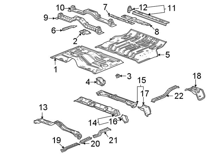 Diagram Pillars. Rocker & floor. Floor & rails. for your Chevrolet Suburban   