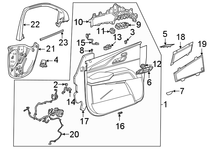 Diagram Front door. Interior trim. for your 2006 Pontiac Grand Prix   