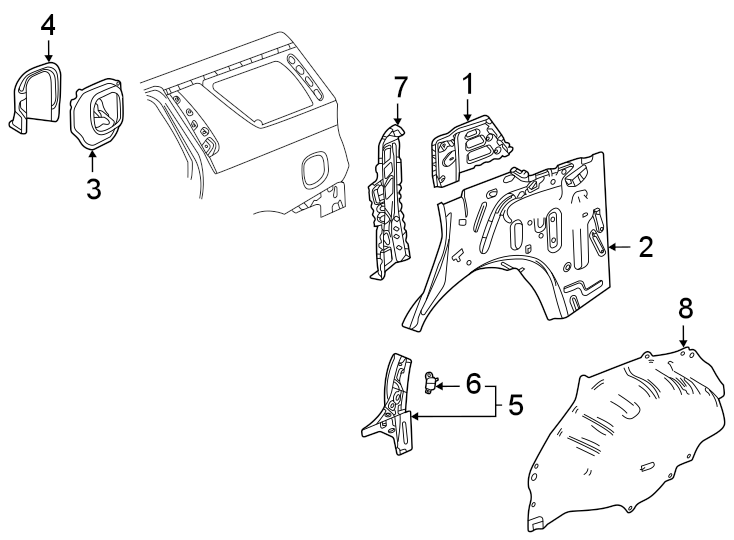 7Quarter panel. Inner components.https://images.simplepart.com/images/parts/motor/fullsize/BG21702.png