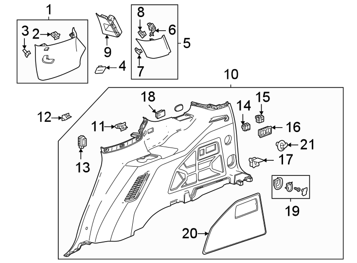 Diagram Quarter panel. Interior trim. for your 2016 GMC Canyon SLE Crew Cab Pickup Fleetside  