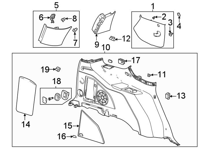 Diagram Quarter panel. Interior trim. for your 2002 GMC Sierra 3500 8.1L Vortec V8 A/T RWD SLT Extended Cab Pickup Fleetside 