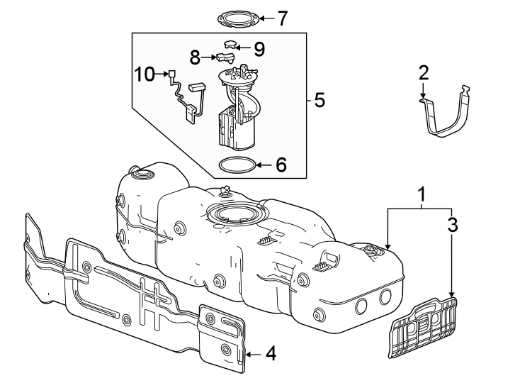 Diagram Fuel system components. for your 2023 Cadillac XT5 Livery Hearse  