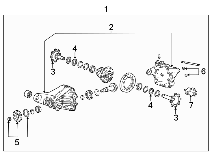 Diagram Rear suspension. Axle & differential. for your 2004 GMC Sierra 2500 HD 8.1L Vortec V8 M/T 4WD SLE Standard Cab Pickup Fleetside 